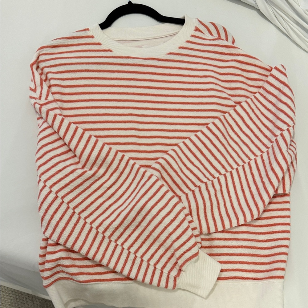 American Eagle Outfitters Orange and White Striped Sweater